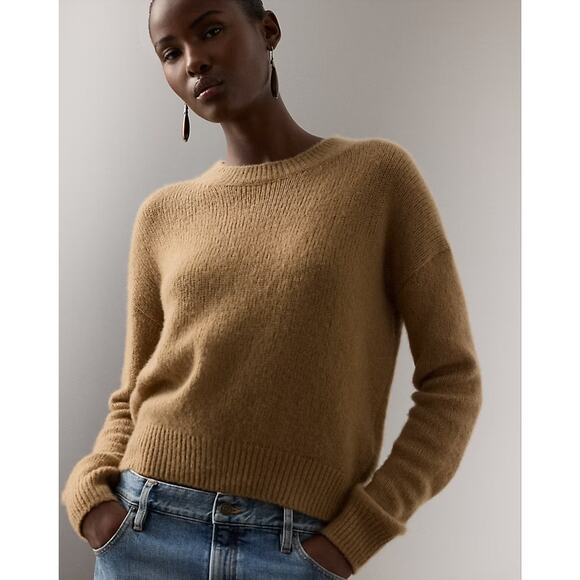 Women's Ralph Lauren Purple Label Cashmere-Blend Jersey Crewneck Jumper in Camel - Picture 1 of 6